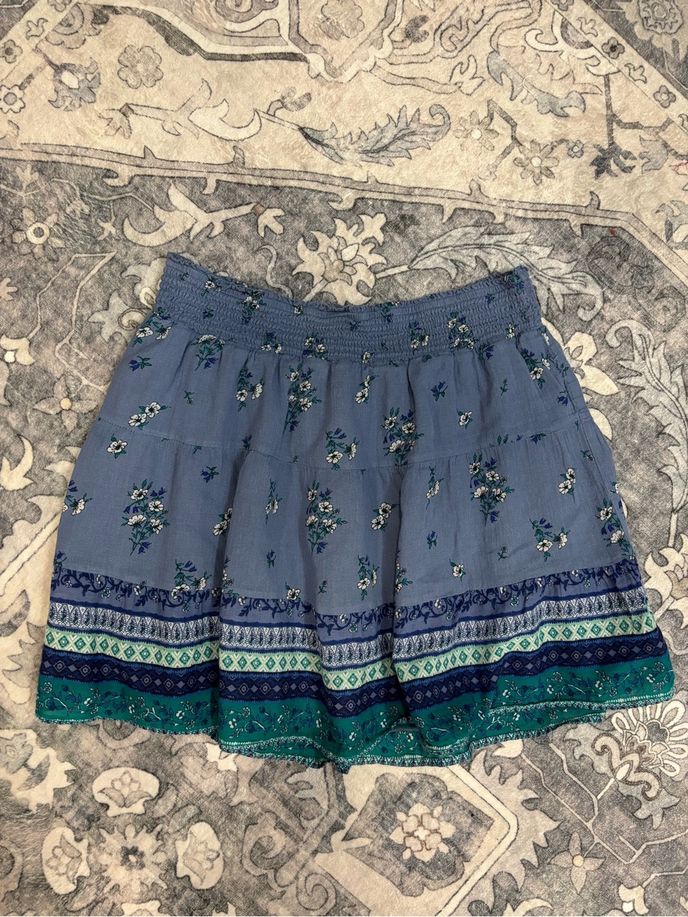 Old Navy Blue Floral Border-Print Circle Skirt